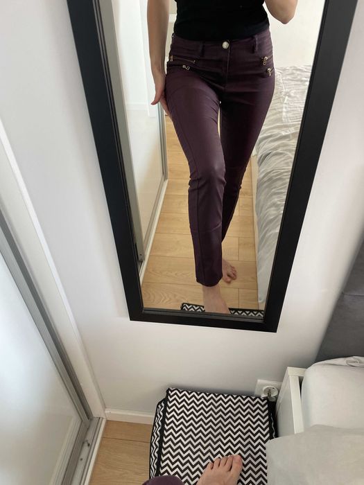 Woskowane spodnie fioletowe Only