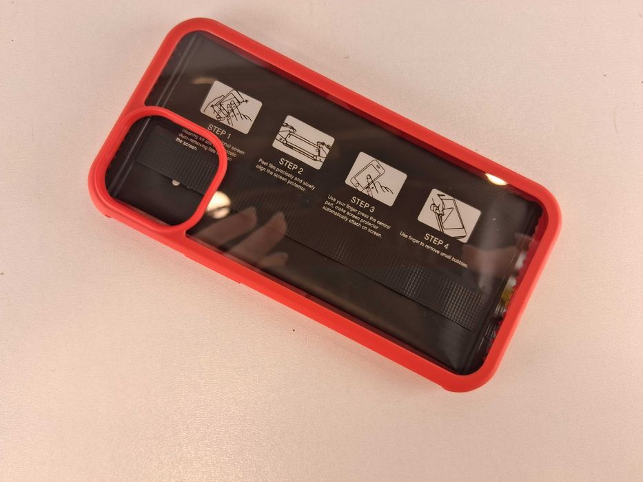 E287 Cenhufuo Etui Czerwone Z Wbudowanym Szkłem Do iPhone 13 Mini