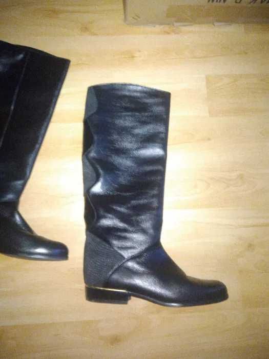 Kozaki oficerki stylowe Salamander Skóra nat 38-39 Okazja Vintage