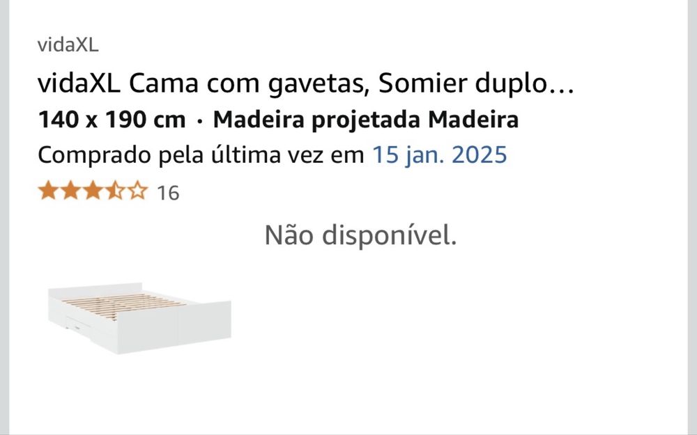 Cama Vida XL, com gavetas - cor branca - 140x190cm