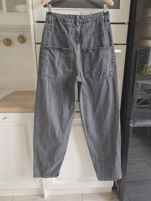 Jeansy ZARA barrel/baloon r.34 luźne oversize szare