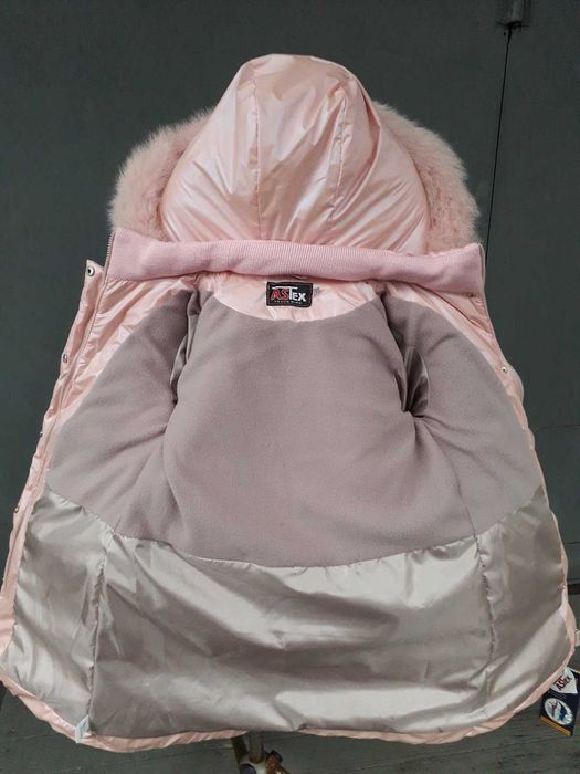 Новинка, пуховик на тинсулейте с натуральной опушкой, 98-134 см