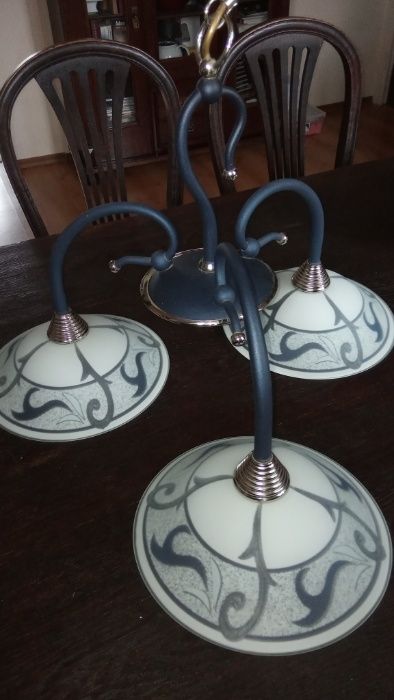 Piękny włoski żyrandol + kinkiet granatowo-biały