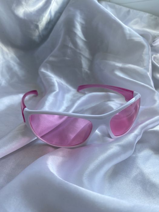 Okulary y2k różowe drip białe rave
