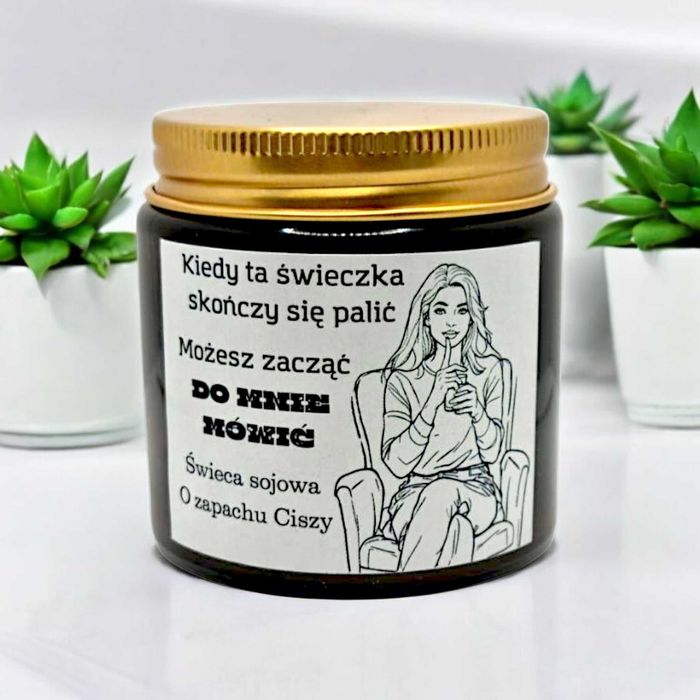 Świeca Sojowa o zapachu ciszy prezent dla przyjaciółki koleżanki