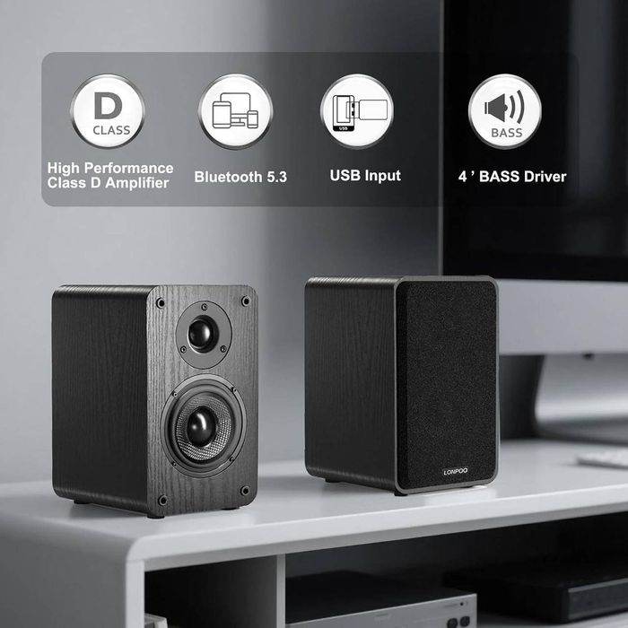 Колонки LONPOO LP-42X з Bluetooth 100 Вт, Hi-Fi звук, USB/HDMI ARC