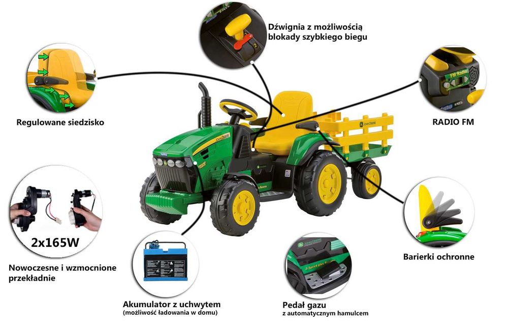 Traktorek JOHN DEERE Peg Perego 330W 12V dla dzieci ODBIÓR OSOBISTY