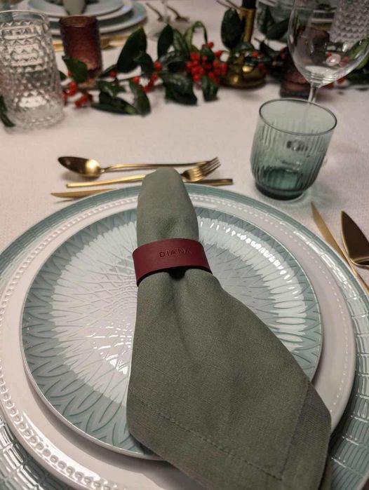 NATAL - Argolas para guardanapos em couro personalizadas