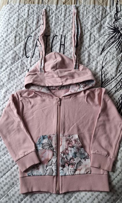 Bluza rozpinana króliczek kaptur uszy r. 98 Miś foch handmade