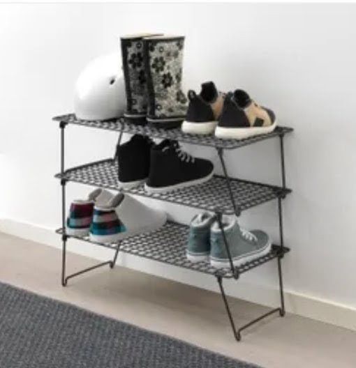 IKEA GREJIG Сталева полиця для взуття, складна, штабельована, 58x27x17