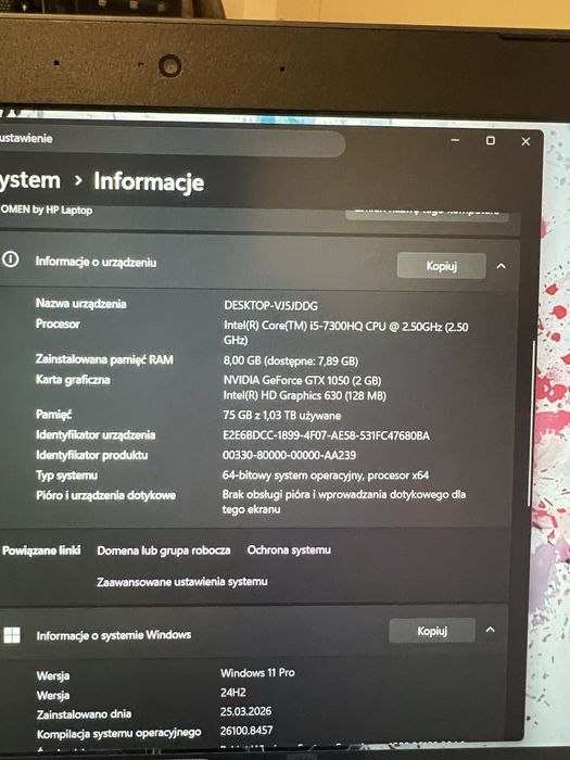 Laptop hp omen 15 cali