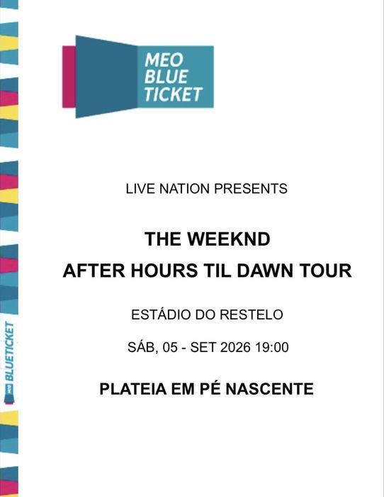 Vendo bilhetes concerto Weeknd 5 Set Estadio Restelo