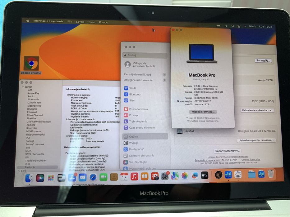 Apple macbook pro 2011 a1278 ventura gry