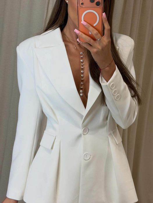 Taliowana marynarka premium dluzsza garnitur