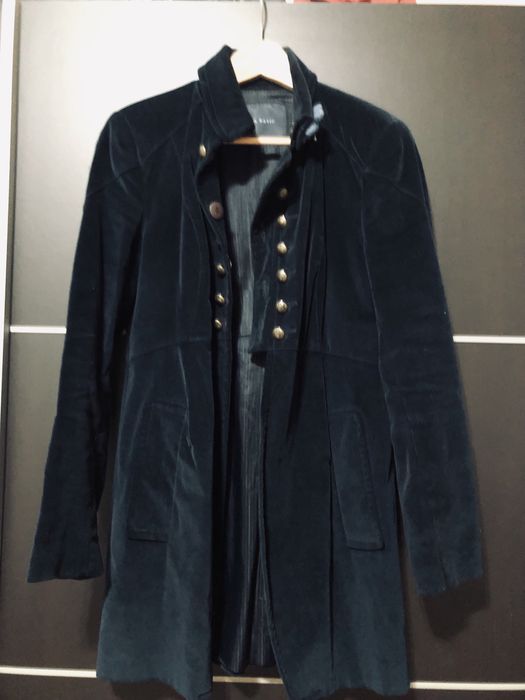 Casaco de veludo azul escuro, estilo militar