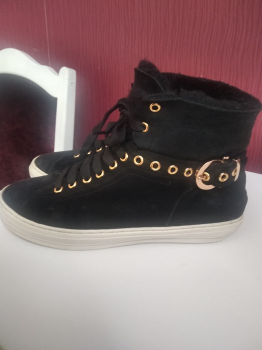 Зимові кеди хайтопи Salvatore Ferragamo Pixy Fur оригінал (замша, хутро)