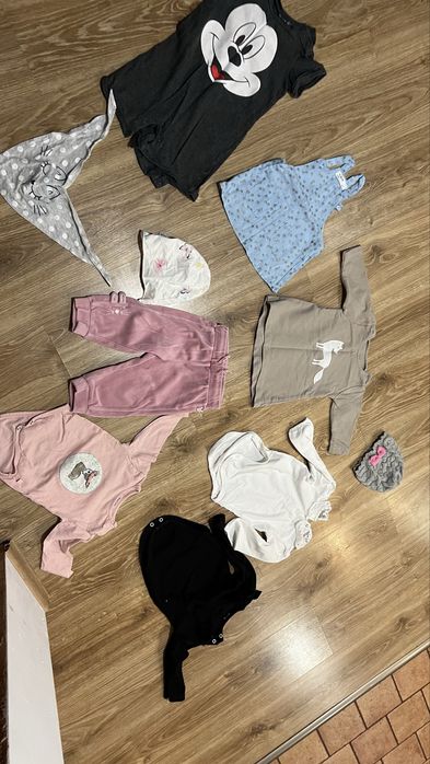 10 szt ubran dla dziewczynki 74-80 cm razemo