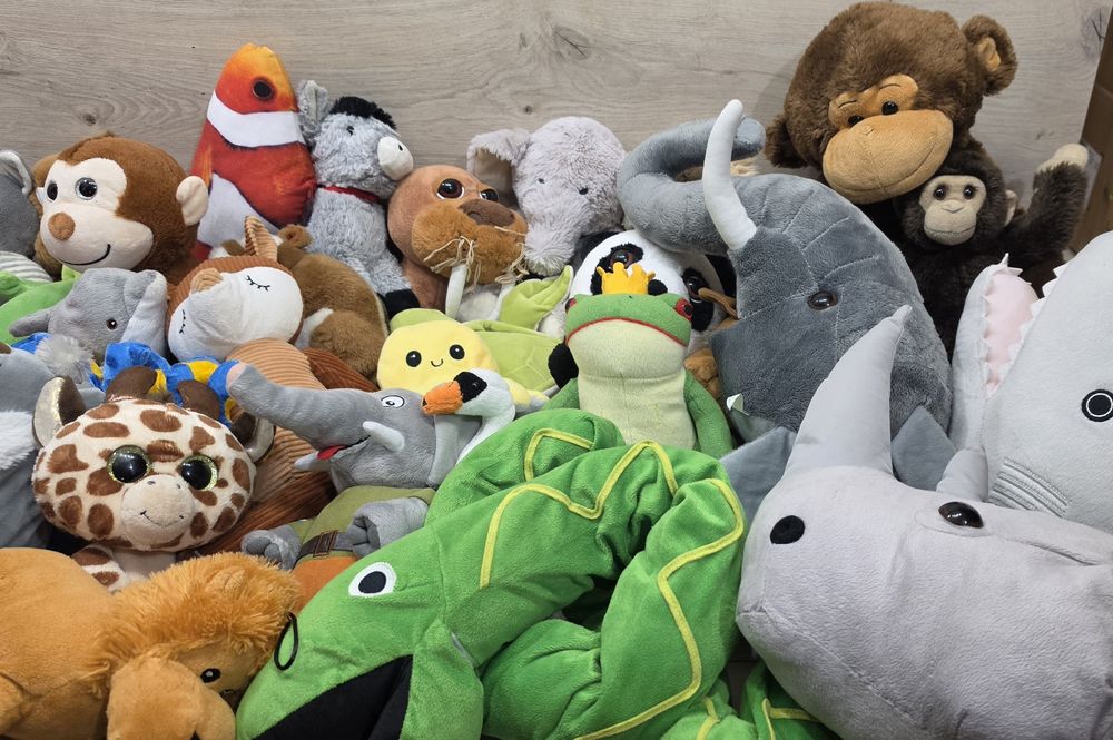 Maskotka nosorożec słoń wąż ZOO zestaw (4) pluszak mix 32szt
