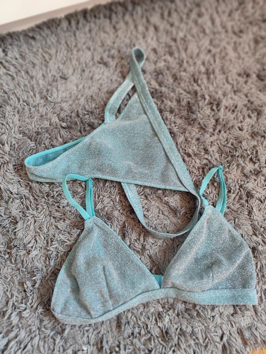 Komplet bielizny nowy turkus brokat Primark rozm. S