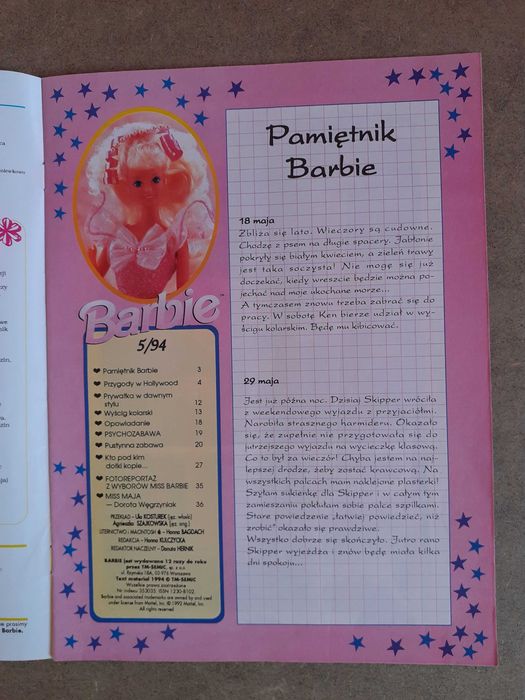 "Barbie" nr 5/94 komiks kolekcjonerski TM-Semic '90s real vintage