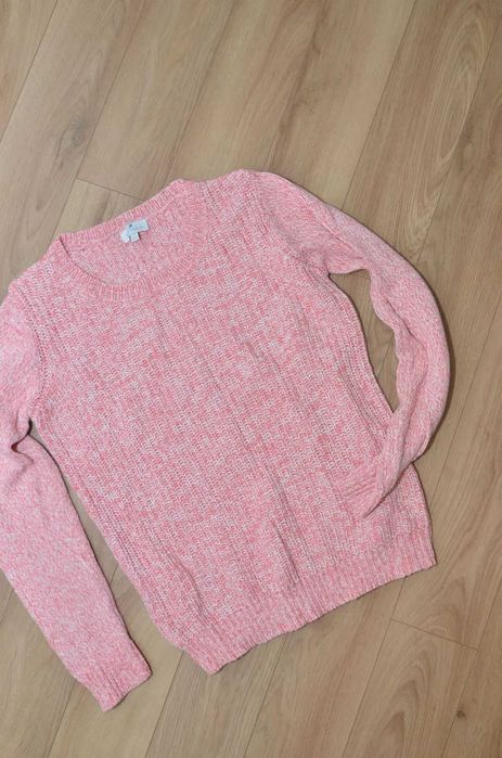Sweter różowy pudrowy róż r.S r.38 r.36 bawełna