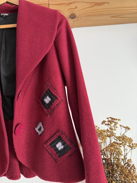 Garsonka, komplet, marynarka, wełniana, spódnica, wełna, elegancka M