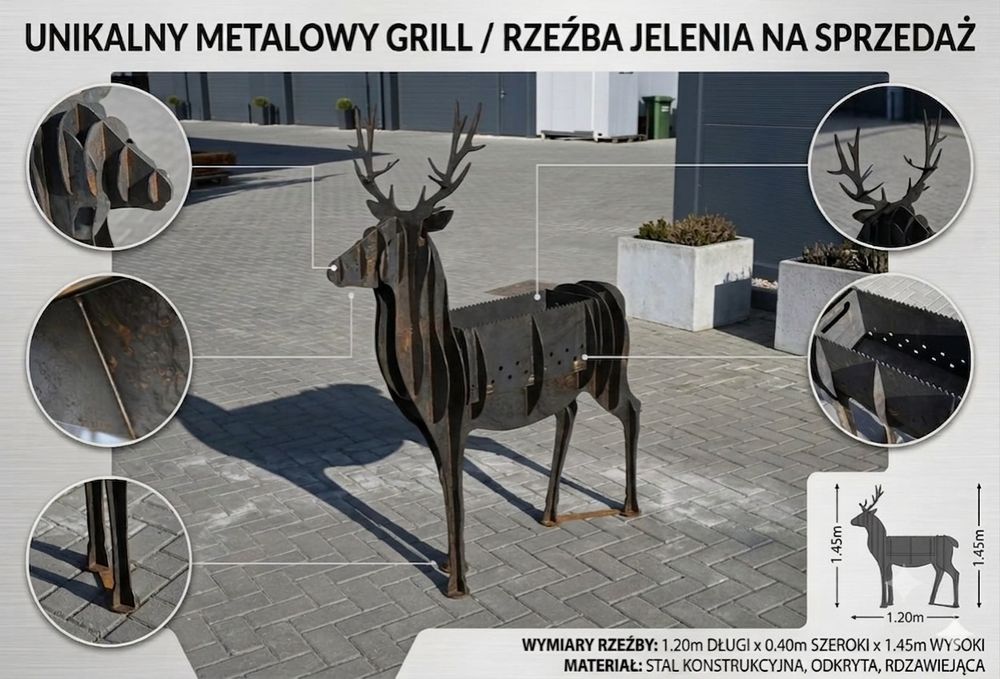 Rzeźba/Grill/Donica w kształcie Jelenia