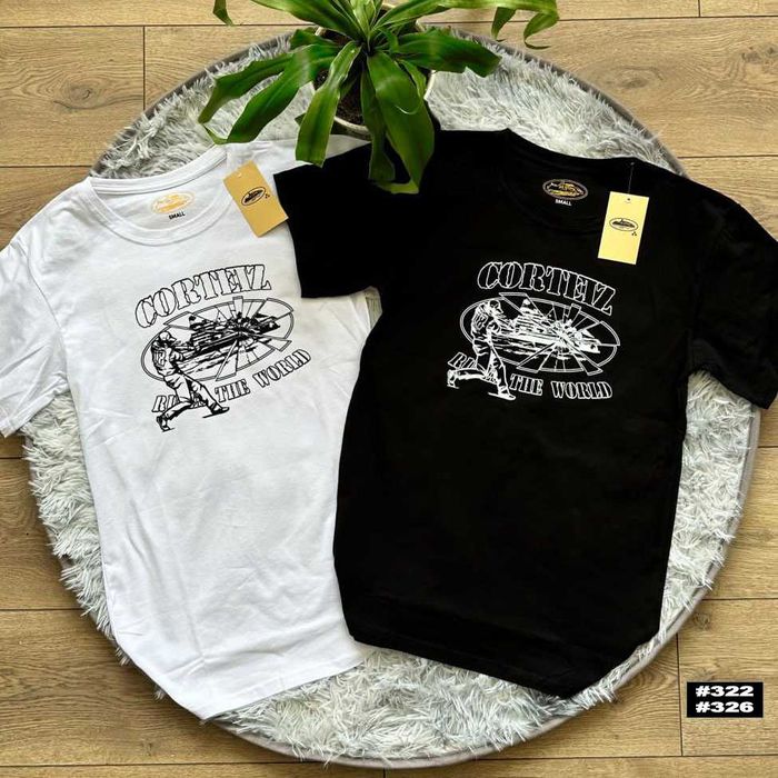 Черная / Белая | Новая Футболка Corteiz x Supreme | XS-XXL