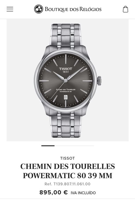 Relógio Tissot, Chemin esS Tourelles Powetmatic 80 39 MM