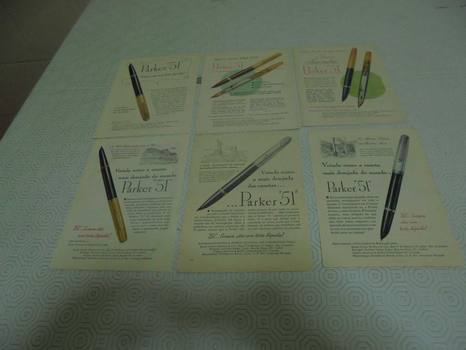 Publicidades de Canetas Parker dos anos 40/50 todas diferentes