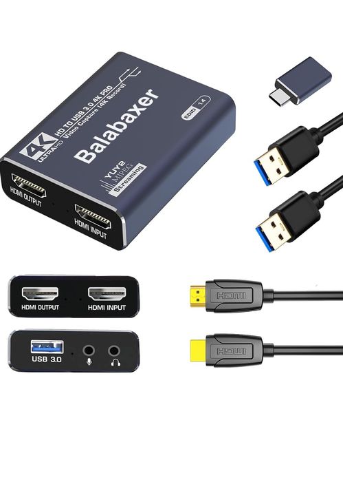 Balabaxer 4K Audio Video Capture karta USB 3.0 z kablem HDMI Full HD 1