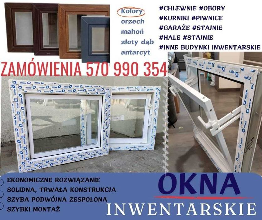 Nowe okna, okno plastikowe uchylne, szyba podwójna kurniki, chlewnie