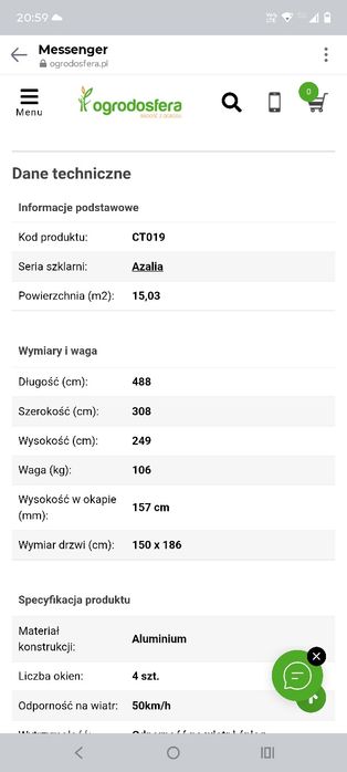 Szklarnia ogrodowa 5x3