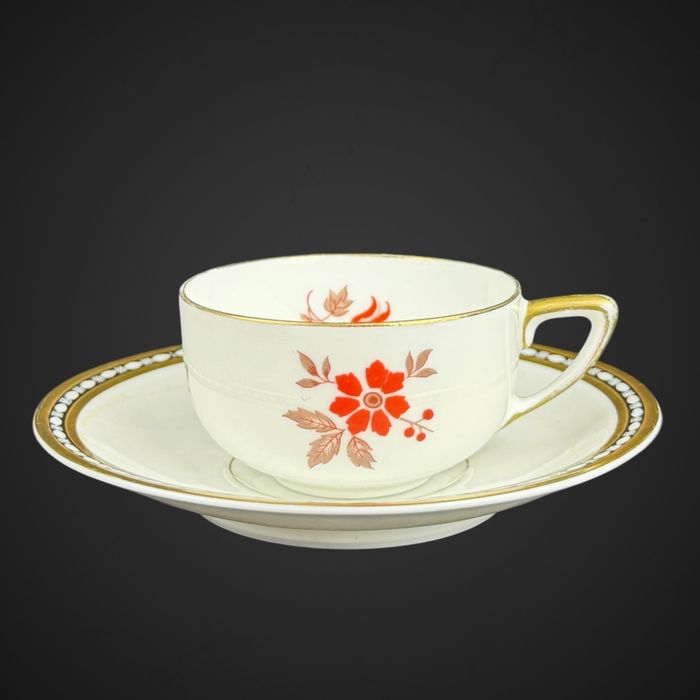 Filiżanka do mokki ze spodkiem Rosenthal Selb-Bavaria kwiaty złocenia B6/050611