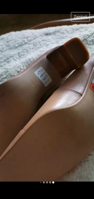 Nowe damskie czółenka Sergio Bardi eleganckie buty camel na słupku