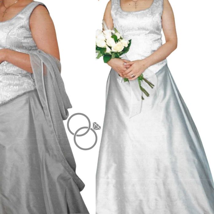 Vestido de Noiva, 3 Peças Cinza pérola
