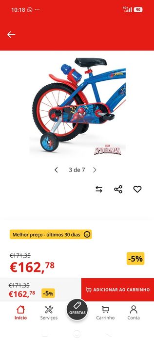 Vendo bicicleta do homem aranha como nova