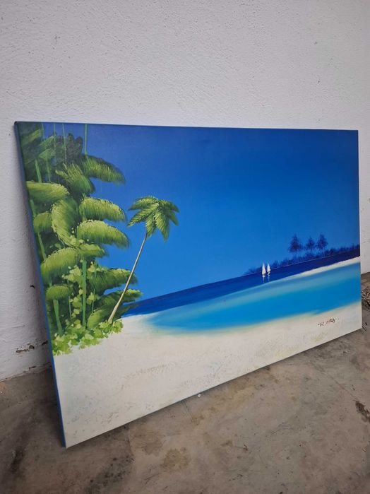 Quadro praia em tons de azul