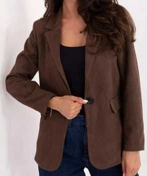brazowa zamszowa marynkarka   oversize m