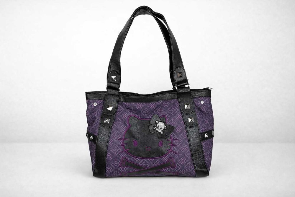 Torebka Hello Kitty Czarno Fioletowa Damska Stylowa i Pojemna + GRATIS