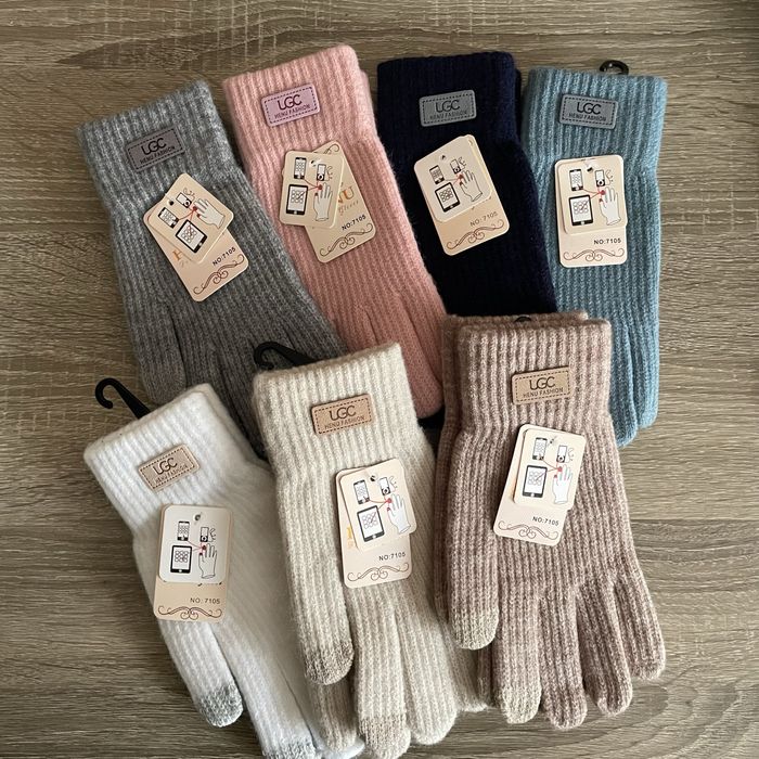 Рукавці жіночі зимові перчатки рукавички  на зиму бежеві білі