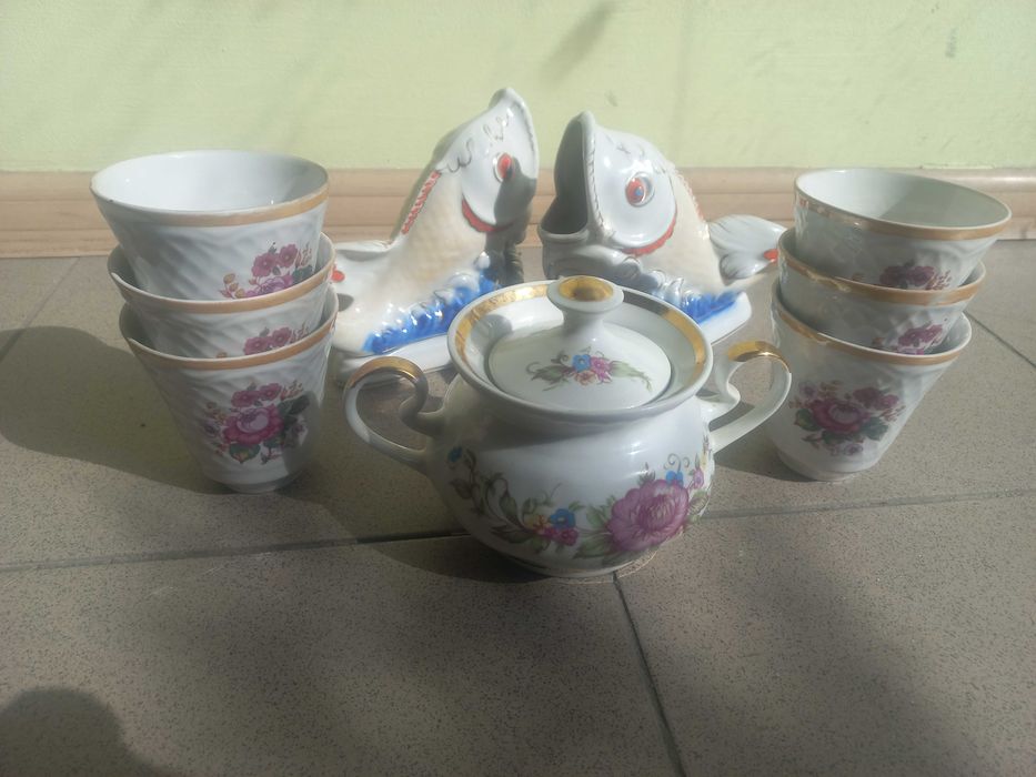 Цукорниця сахарница серветниця рибка чашки фарфор