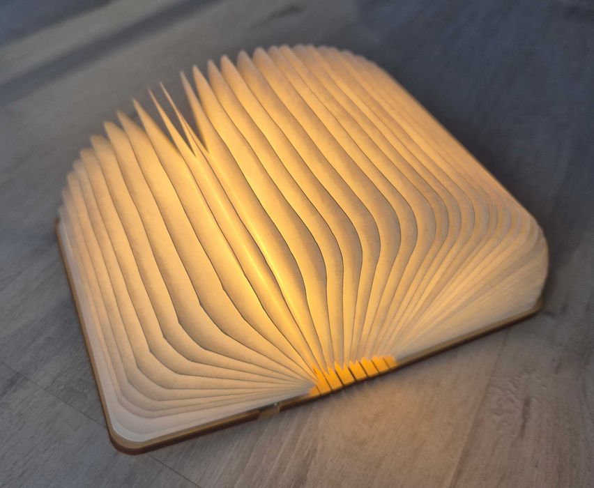 Składana lampka LED w kształcie książki – drewniana lampka nocna, USB