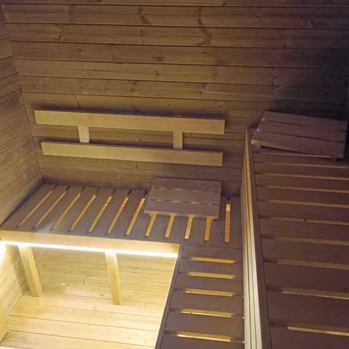 Sauna Ogrodowa QUADRO, Opcje: Piec na Drewno i Elektryczny, LED Kolory