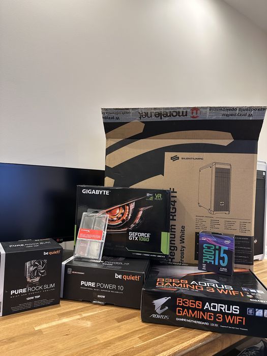 Komputer i5-8600 + GTX 1060 6GB + 2 monitory - bez dysków, zadbany