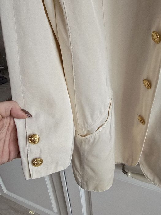 Marynarka jedwabna vintage r.36 premium elegancka przedłużana kremowa