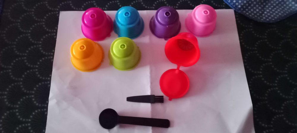 Conjunto de 7 cápsulas reutilizáveis dolce Gusto + escova + colher