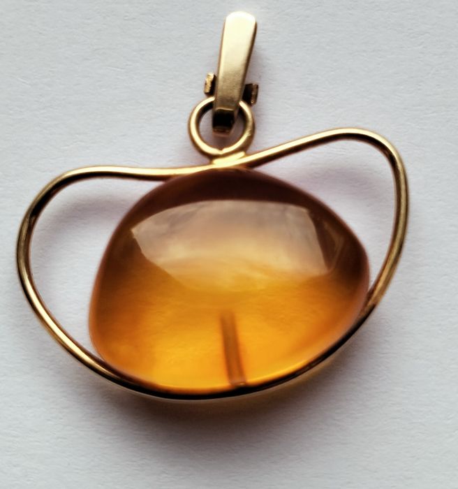 Подвеска, кулон СССР с янтарём, золото 583 пробы
