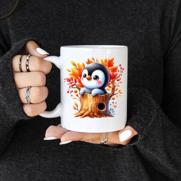 kubek słodki pingwinek pingwin jesienne klimaty ceramika + pudełko 330