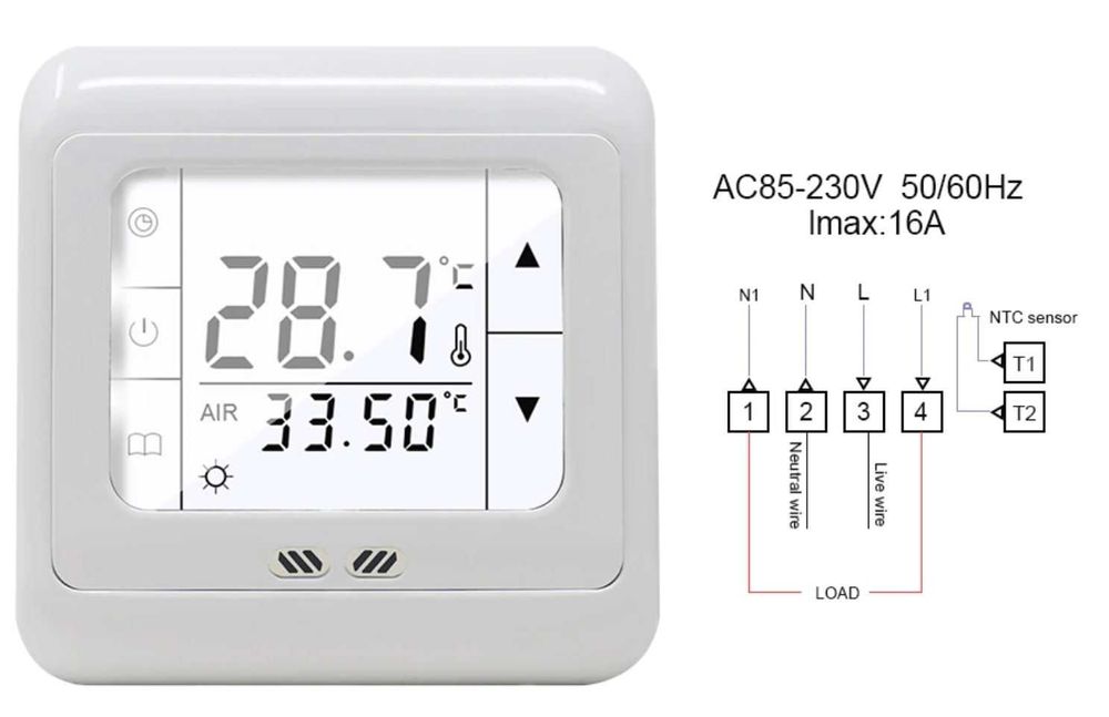 Termostato Piso Radiante 16AMP - Touch Screen